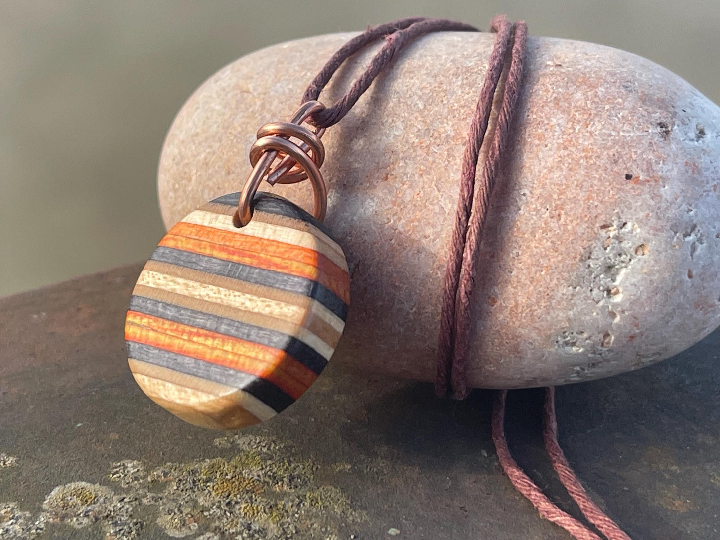 ORANGE Handmade pendant made from old skateboards. Skateboard necklace. Unique gifts for men. Sustainable jewellery. Eco friendly jewellery.