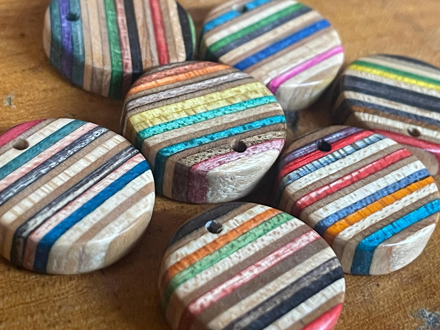 MULTICOLOURED Handmade pendant made from old skateboards. Skate necklace. Unique gifts for men. Sustainable Eco friendly jewellery.