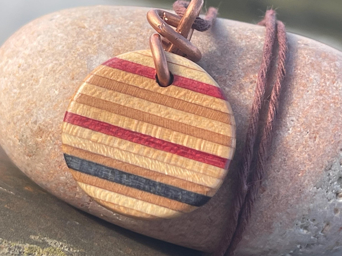 RED Handmade pendant made from old skateboards. Skateboard necklace. Unique gifts for men. Sustainable jewellery. Eco friendly jewellery.