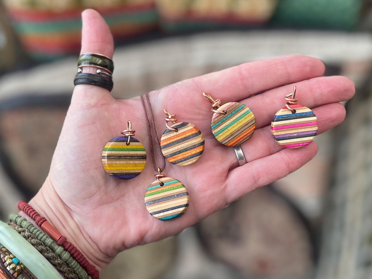 YELLOW Handmade pendant made from old skateboards. Skateboard necklace. Unique gifts for men. Sustainable jewellery. Eco friendly jewellery.