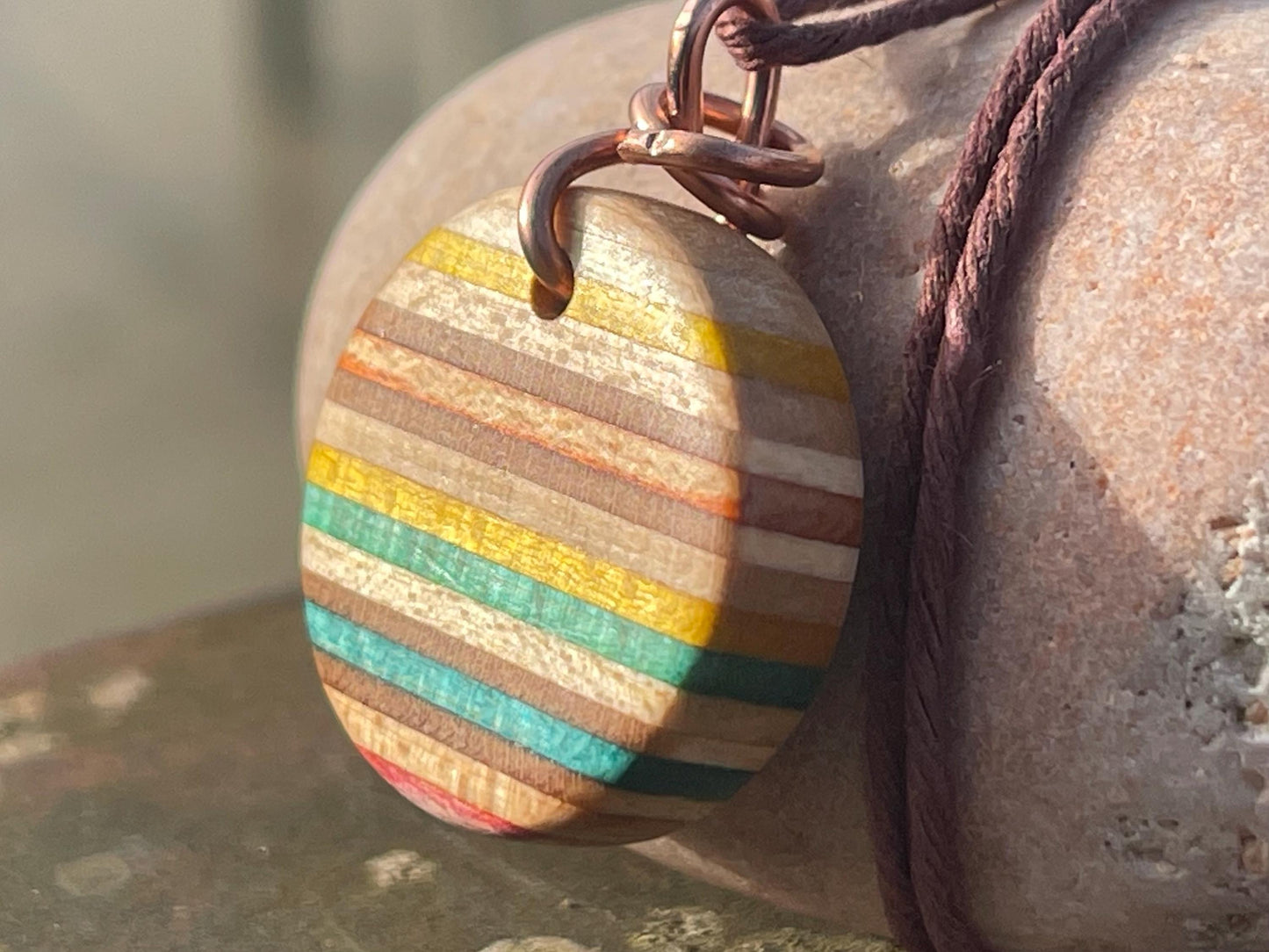 YELLOW Handmade pendant made from old skateboards. Skateboard necklace. Unique gifts for men. Sustainable jewellery. Eco friendly jewellery.