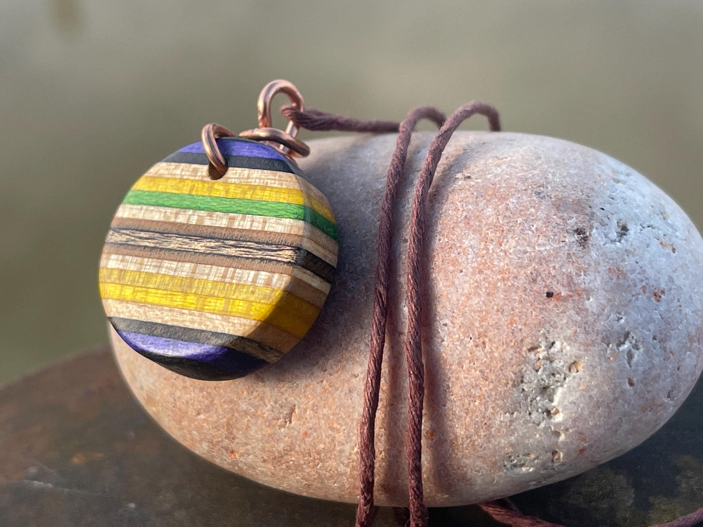 YELLOW Handmade pendant made from old skateboards. Skateboard necklace. Unique gifts for men. Sustainable jewellery. Eco friendly jewellery.