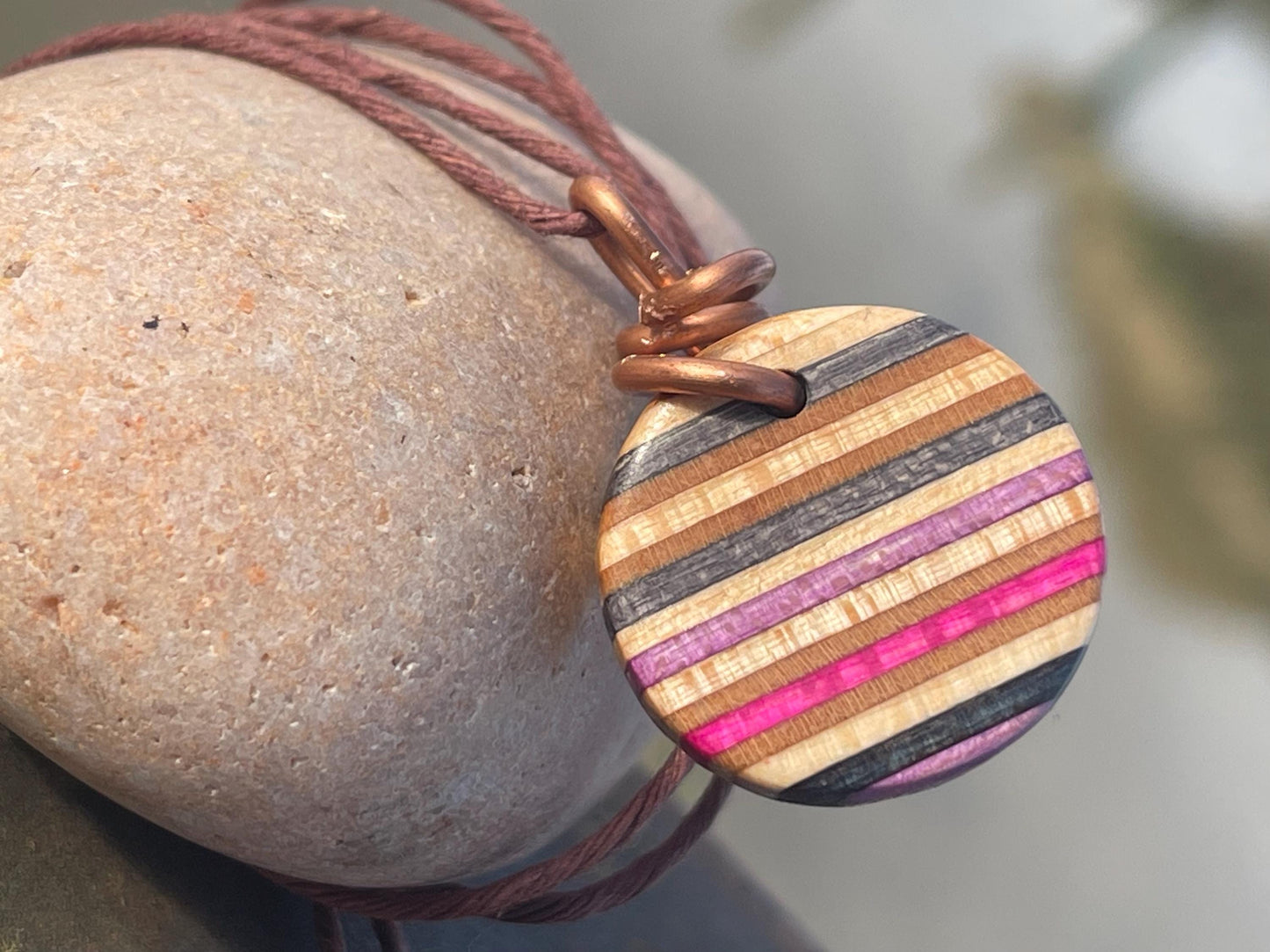 PINK Handmade pendant made from old skateboards. Skateboard necklace. Unique gifts for men. Sustainable jewellery. Eco friendly jewellery.
