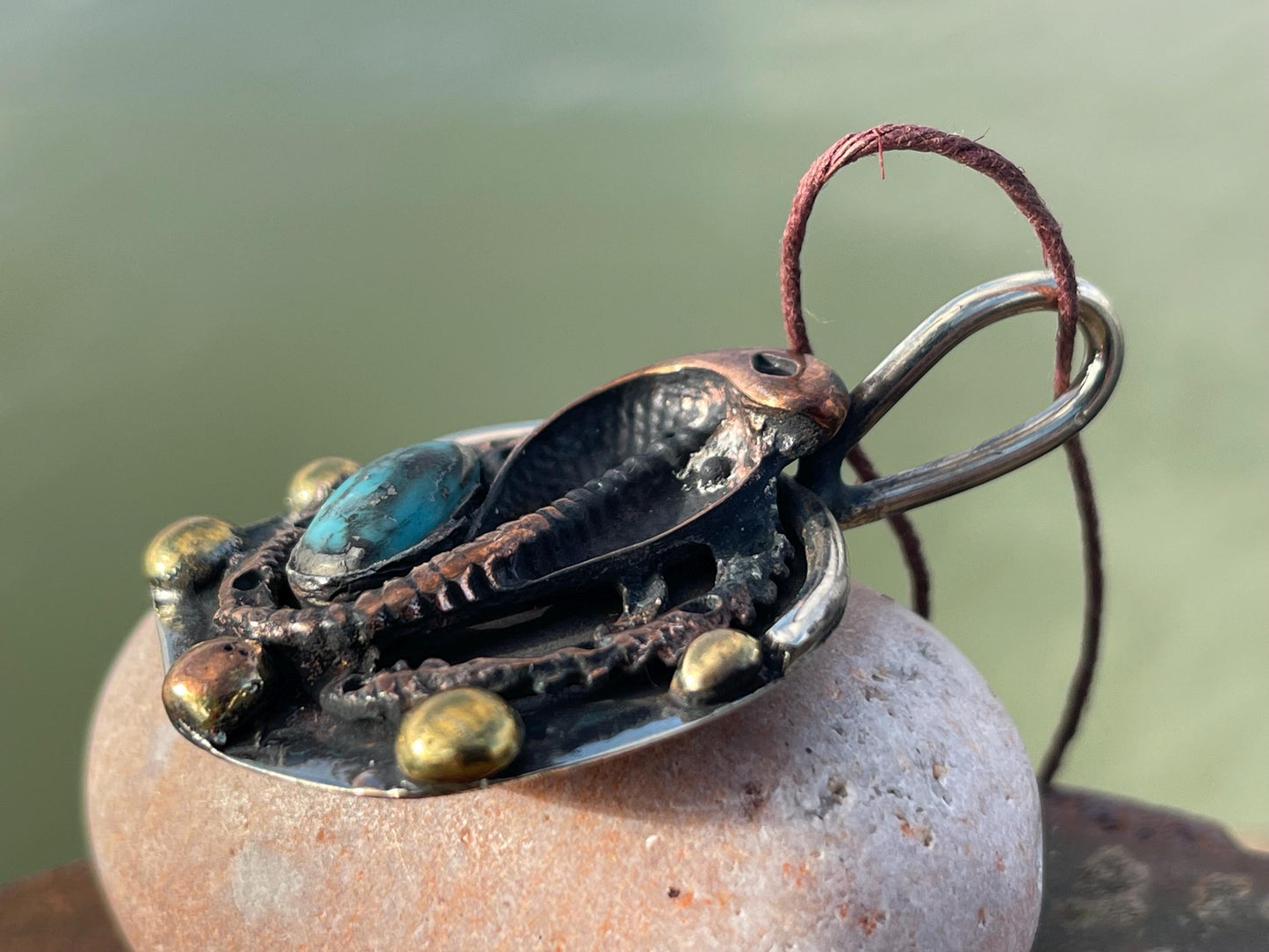 Snake necklace, turquoise necklace, vintage jewellery, ethical jewellery, snake pendant, boho necklace, unique turquoise snake.