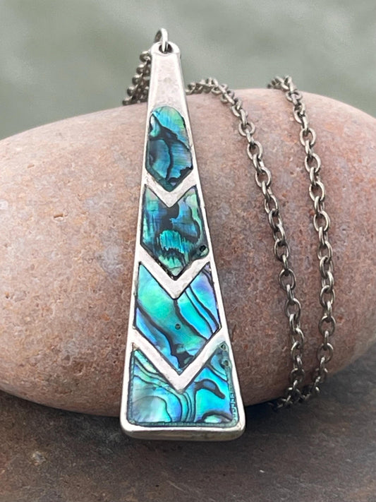 Abalone necklace, abalone jewellery, abalone pendant. Unusual gift for her or gift for him. Unique vintage necklace, boho pendant.