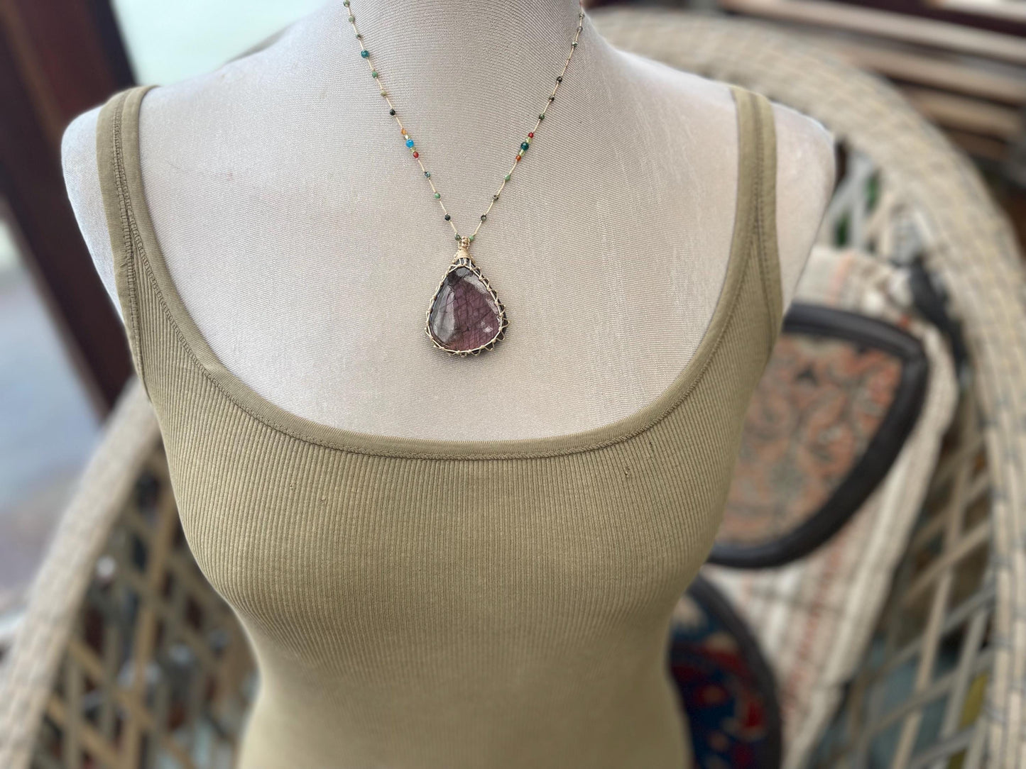 Stunning pink labradorite necklace, ethical jewellery, boho necklace, boho jewellery, labradorite pendant, gemstone necklace. Boho jewellery