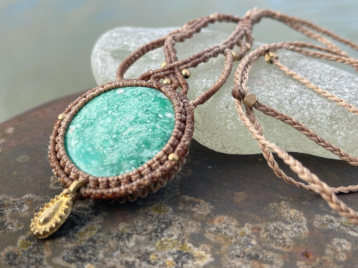 Variscite necklace, ethical jewellery, bohemian necklace, unusual jewellery, Variscite pendant, green gemstone necklace. Boho jewellery