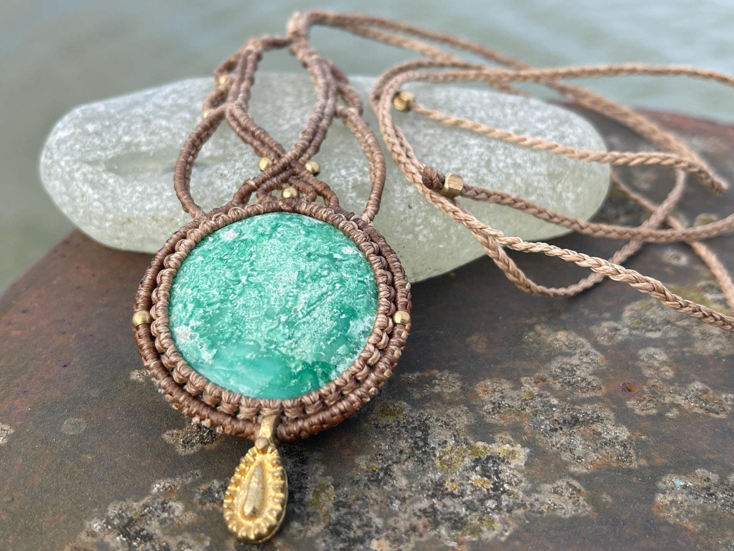 Variscite necklace, ethical jewellery, bohemian necklace, unusual jewellery, Variscite pendant, green gemstone necklace. Boho jewellery