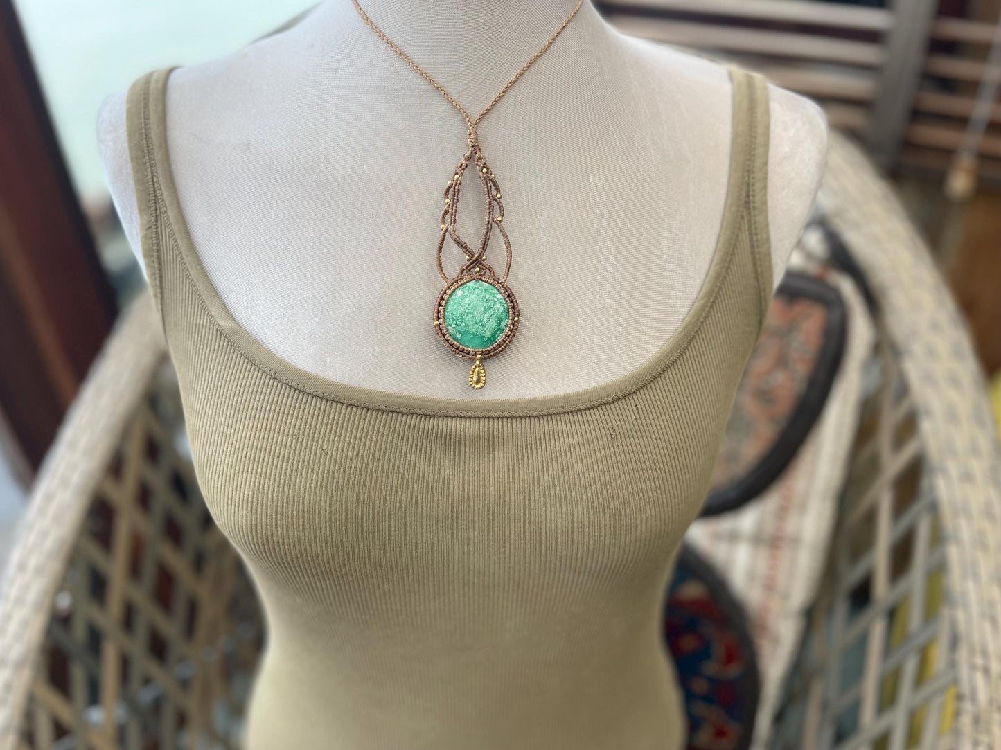 Variscite necklace, ethical jewellery, bohemian necklace, unusual jewellery, Variscite pendant, green gemstone necklace. Boho jewellery