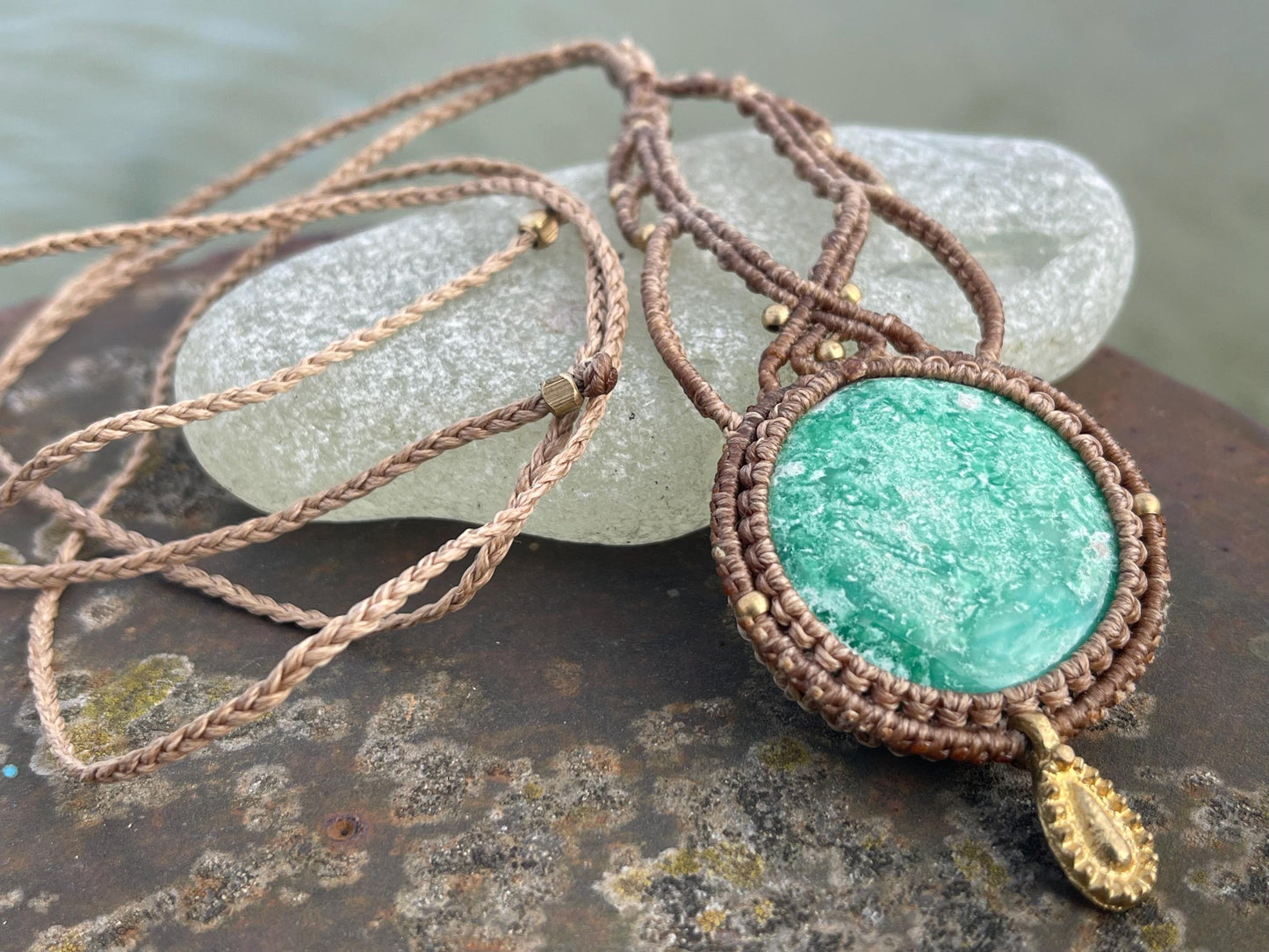 Variscite necklace, ethical jewellery, bohemian necklace, unusual jewellery, Variscite pendant, green gemstone necklace. Boho jewellery