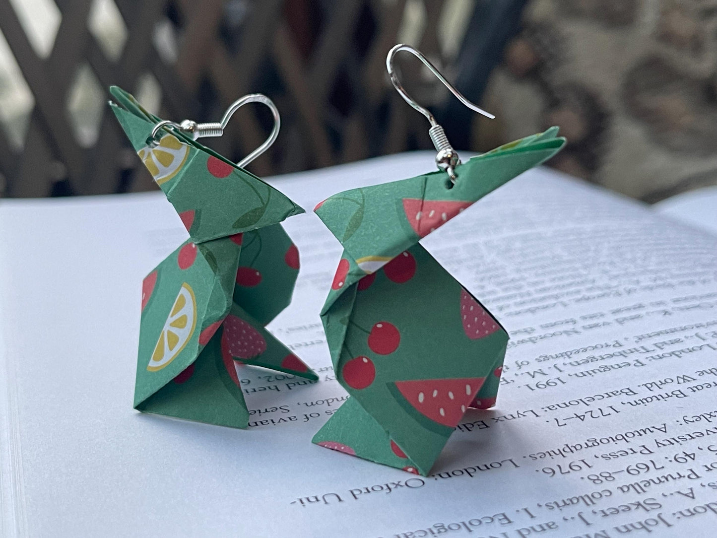 Rabbit origami earrings on recycled sterling silver. Eco friendly jewellery. Rabbit earrings. Handmade rabbit jewellery. Rabbits on silver