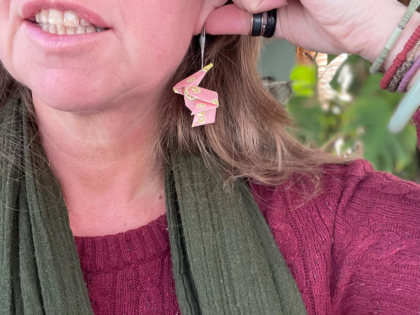 Rabbit origami earrings on recycled sterling silver. Eco friendly jewellery. Rabbit earrings. Handmade rabbit jewellery. Rabbits on silver