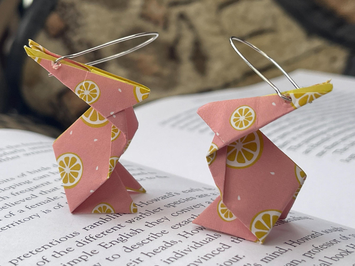 Rabbit origami earrings on recycled sterling silver. Eco friendly jewellery. Rabbit earrings. Handmade rabbit jewellery. Rabbits on silver