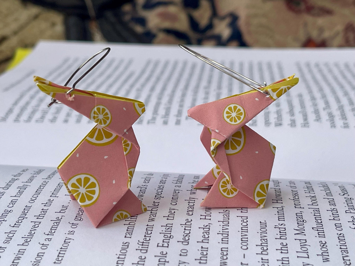 Rabbit origami earrings on recycled sterling silver. Eco friendly jewellery. Rabbit earrings. Handmade rabbit jewellery. Rabbits on silver