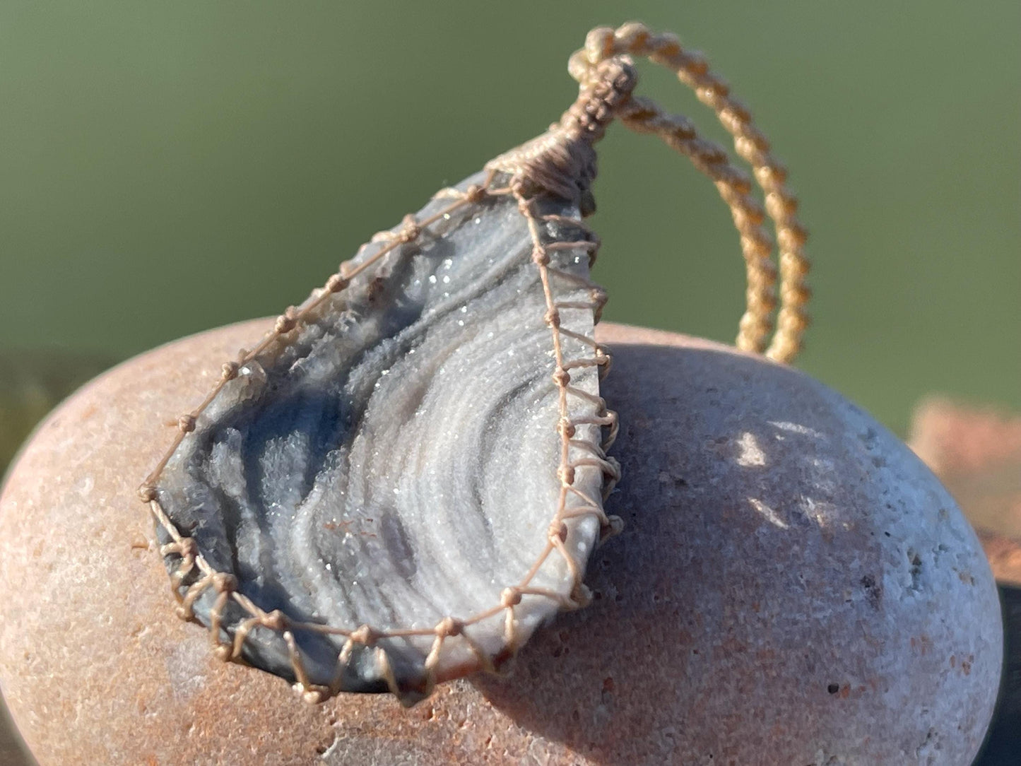 Desert druzy agate necklace, ethical jewellery, bohemian necklace, unusual jewellery, agate pendant, white gemstone necklace. Boho jewellery