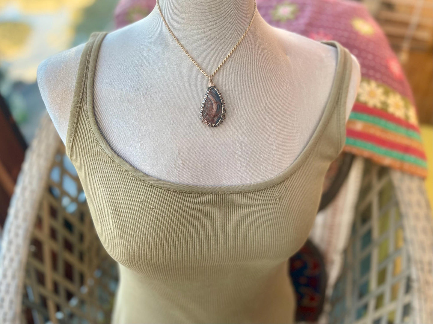 Desert druzy agate necklace, ethical jewellery, bohemian necklace, unusual jewellery, agate pendant, white gemstone necklace. Boho jewellery