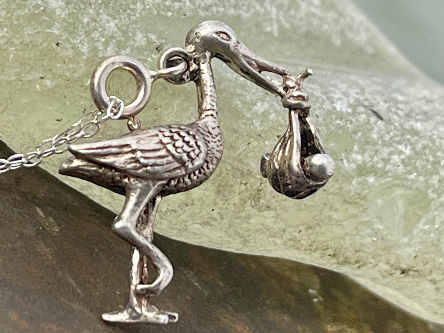 Recycled sterling silver stalk necklace. Unique jewellery, eco friendly necklace, new baby gift. Stalk and baby necklace. Ethical jewellery.