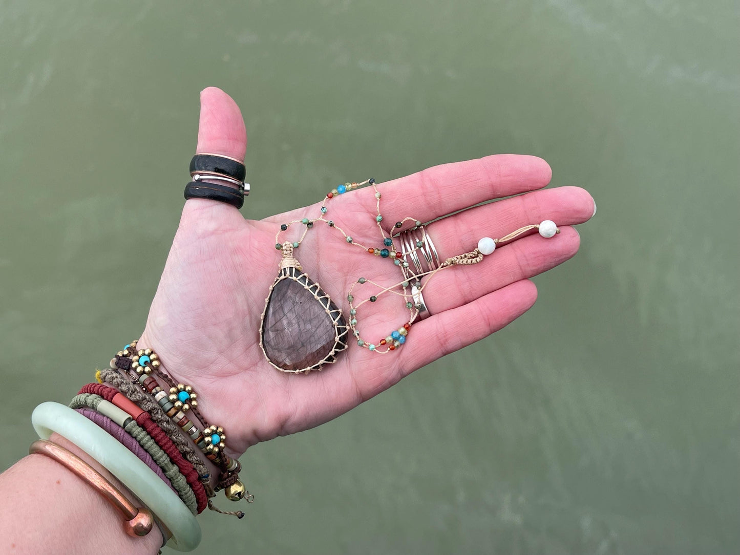 Stunning pink labradorite necklace, ethical jewellery, boho necklace, boho jewellery, labradorite pendant, gemstone necklace. Boho jewellery