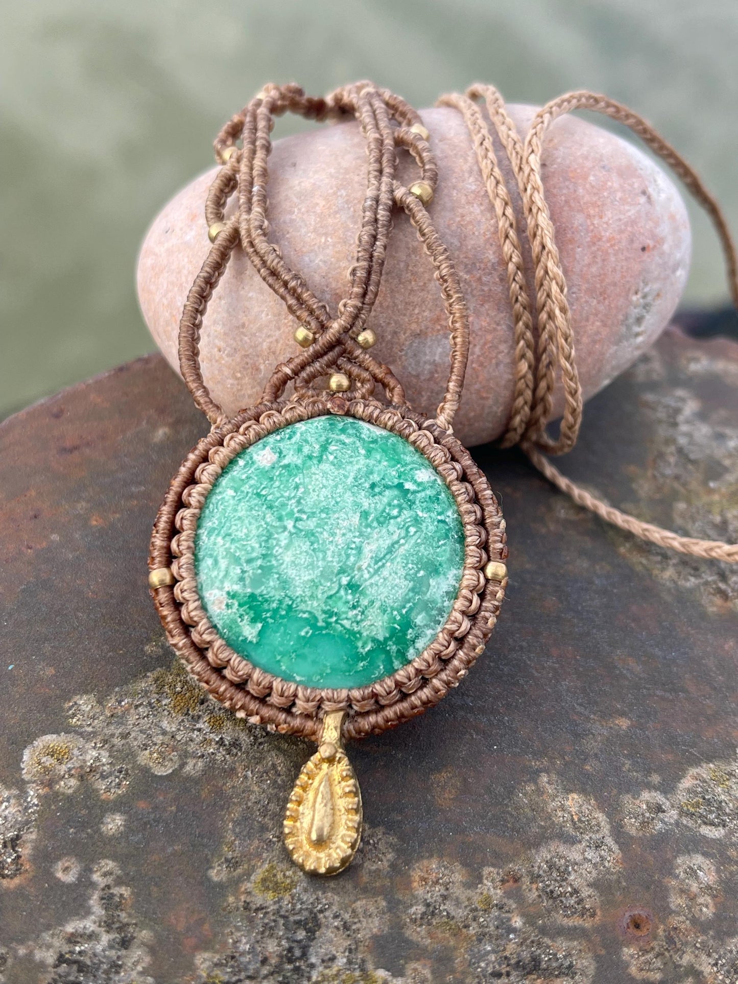 Variscite necklace, ethical jewellery, bohemian necklace, unusual jewellery, Variscite pendant, green gemstone necklace. Boho jewellery