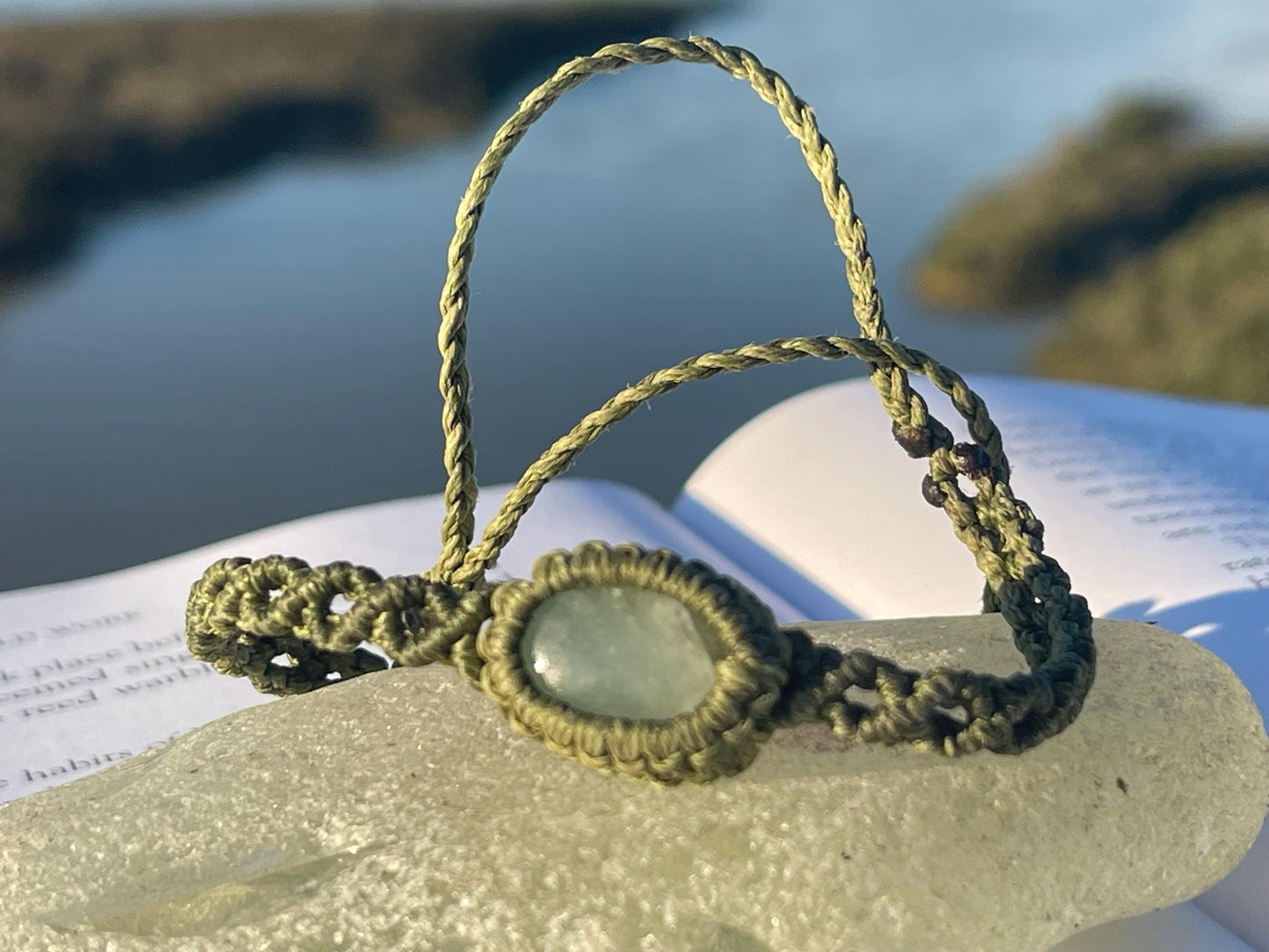 Stunning macrame wrapped miss agate bracelet, ethical jewellery, unusual jewellery, macrame jewellery. Green macrame bracelet. Boho.