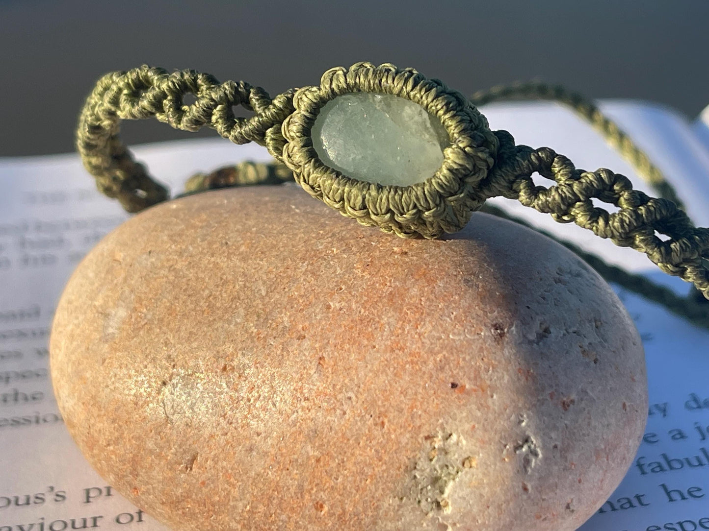 Stunning macrame wrapped miss agate bracelet, ethical jewellery, unusual jewellery, macrame jewellery. Green macrame bracelet. Boho.