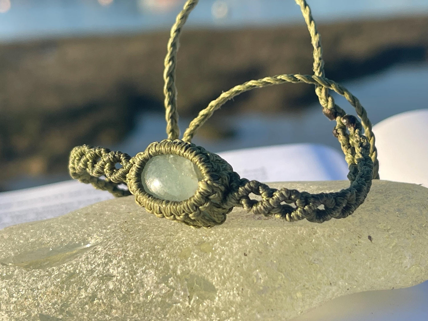 Stunning macrame wrapped miss agate bracelet, ethical jewellery, unusual jewellery, macrame jewellery. Green macrame bracelet. Boho.