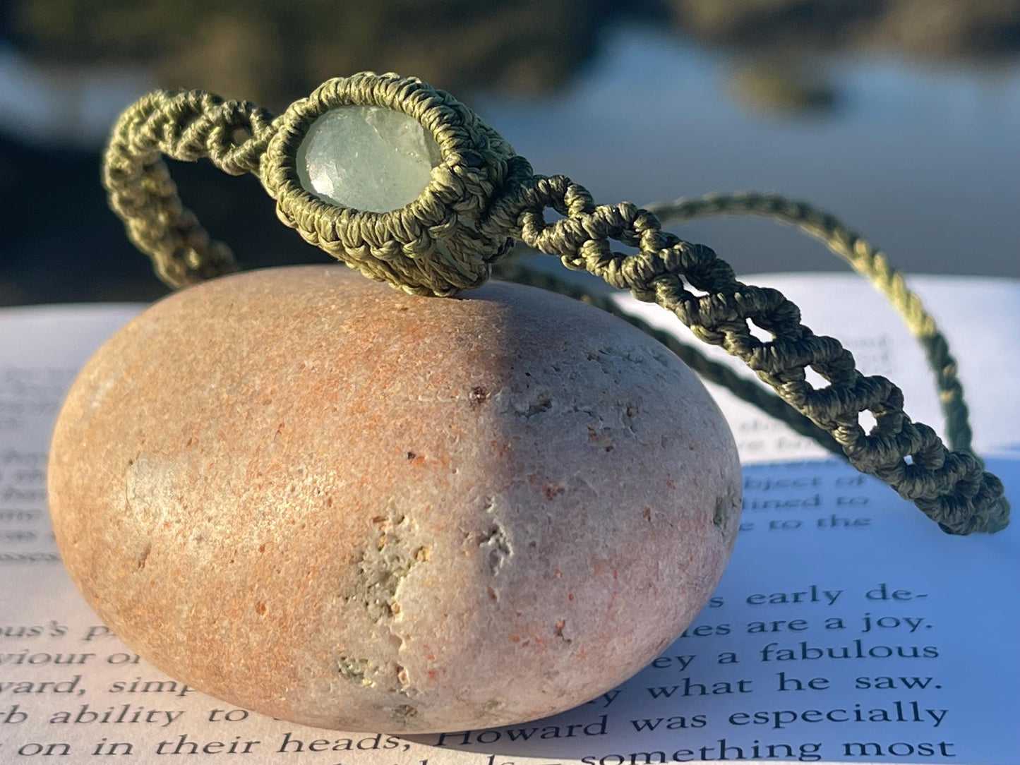 Stunning macrame wrapped miss agate bracelet, ethical jewellery, unusual jewellery, macrame jewellery. Green macrame bracelet. Boho.