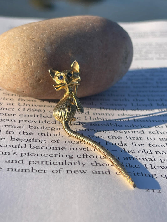Cat brooch, vintage brooch, vintage jewellery, retro jewellery, eco friendly gift for her, ethical jewellery, articulated jewellery