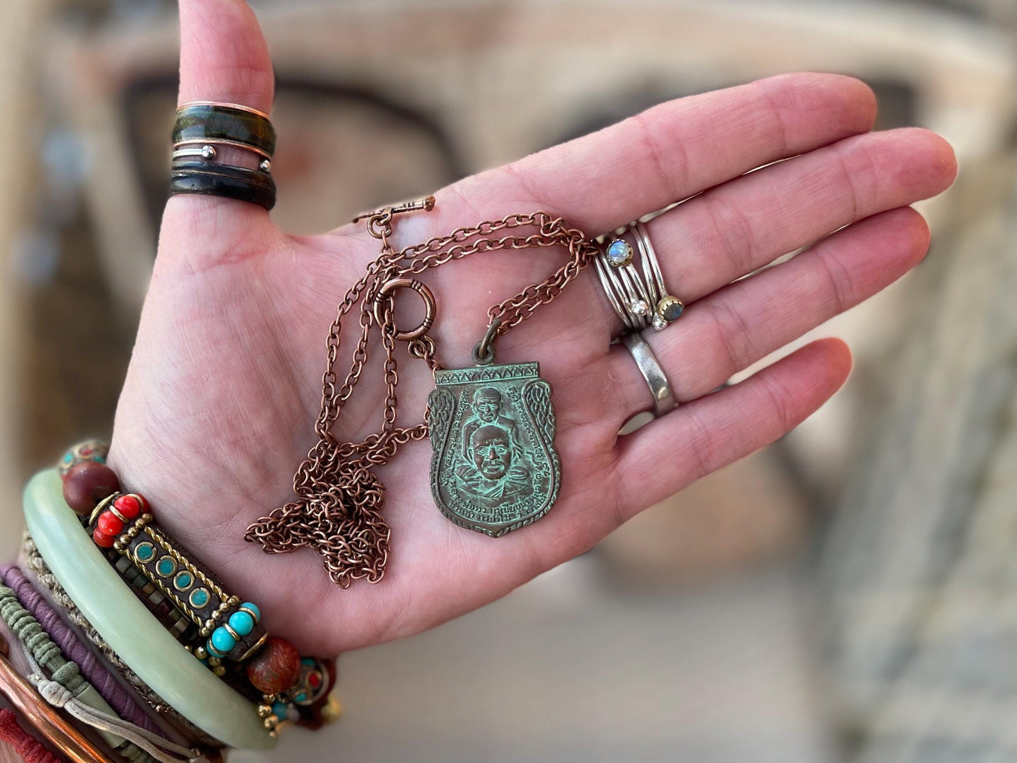 Vintage Thai Buddhist pendant. Antique Buddhist pendant. Thai amulet. Buddha necklace. Buddha jewellery. Yoga jewellery. Vintage necklaces.