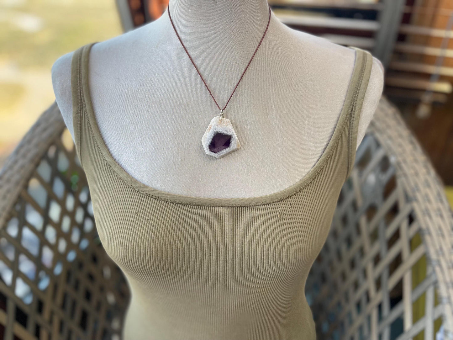 Amethyst pendant, amethyst necklace, amethyst jewellery, gift for him, boho handmade necklace,  romantic gift for her, ethical jewellery