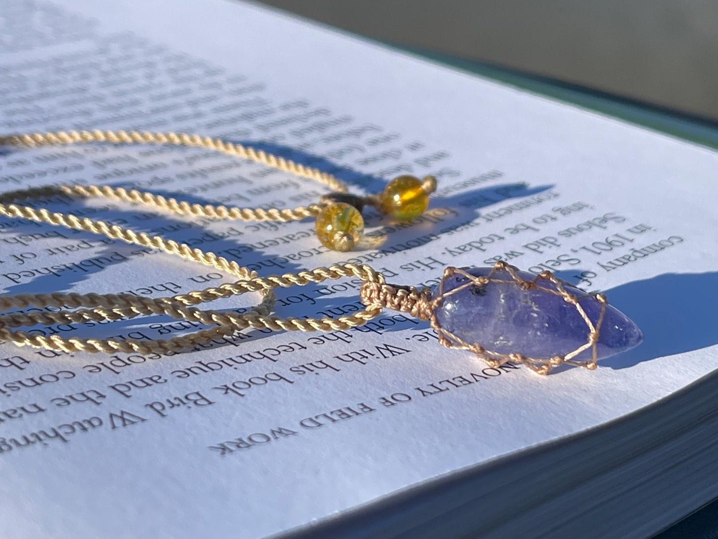 Stunning macrame tanzanite necklace on an adjustable cord. Handmade gemstone necklace, boho jewellery. Macrame jewellery. Unique necklace.