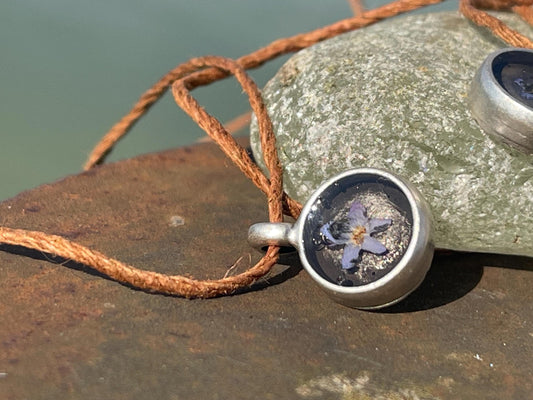 Forget-me-not boho necklace. Handmade gift for her, flower pendant, ethical gift. Ethical jewellery, handmade necklace, flower necklace