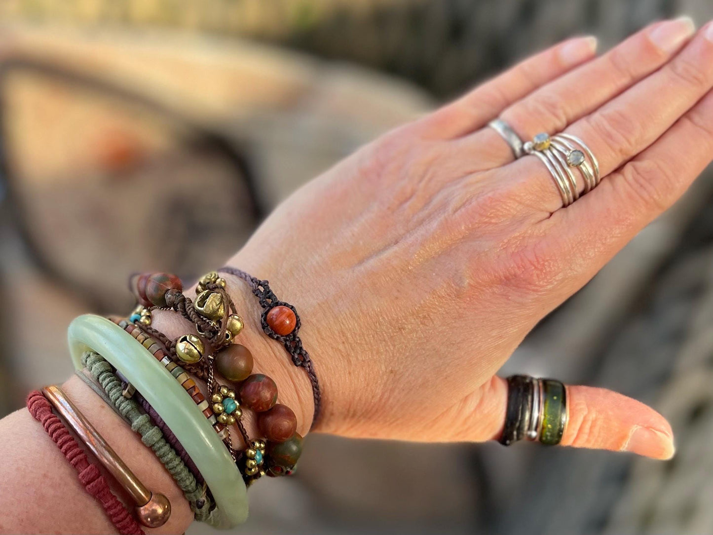 Stunning macrame wrapped jasper gemstone  bracelet, ethical jewellery, unusual jewellery, macrame jewellery. Orange macrame bracelet. Boho.