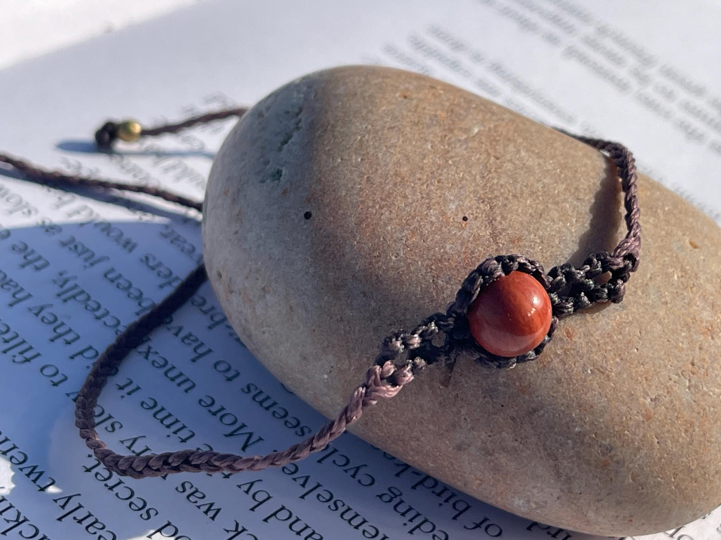 Stunning macrame wrapped jasper gemstone  bracelet, ethical jewellery, unusual jewellery, macrame jewellery. Orange macrame bracelet. Boho.