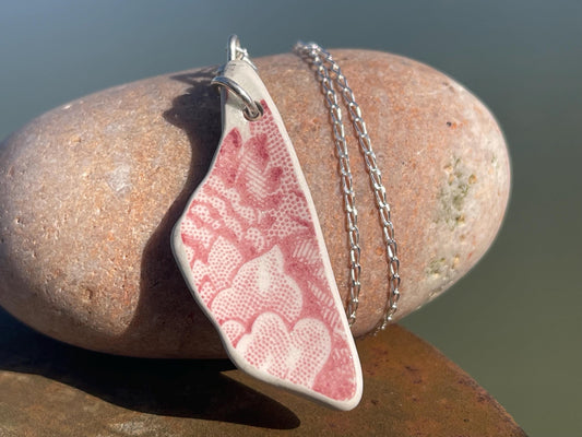 Eco friendly sea ceramic necklace on a sterling silver chain. Eco friendly jewellery, ethical jewellery. Eco friendly necklace.