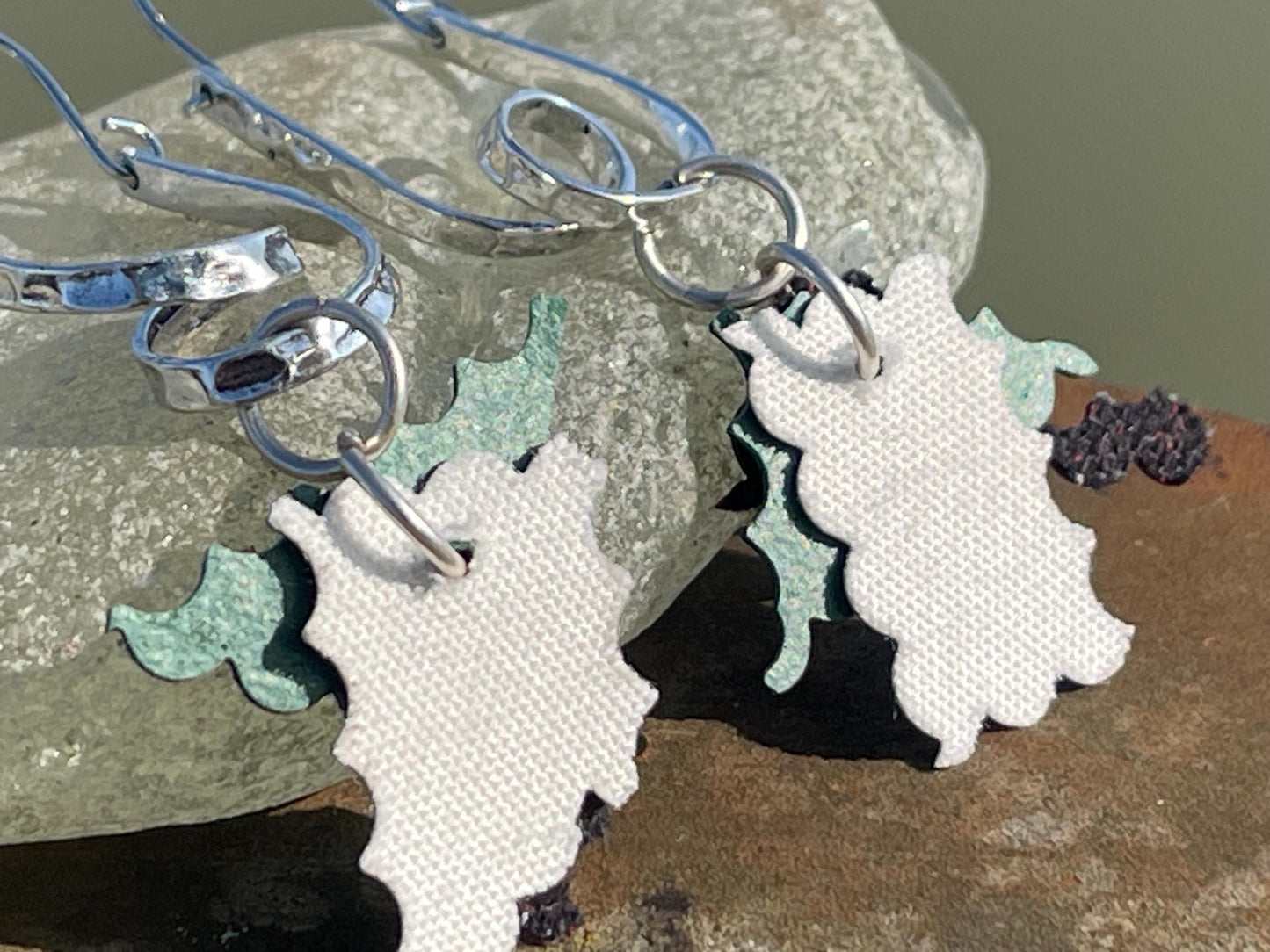 Eco friendly earrings made with sustainable cactus leather. Cruelty free, ethical, sustainable earrings. Eco friendly jewellery.