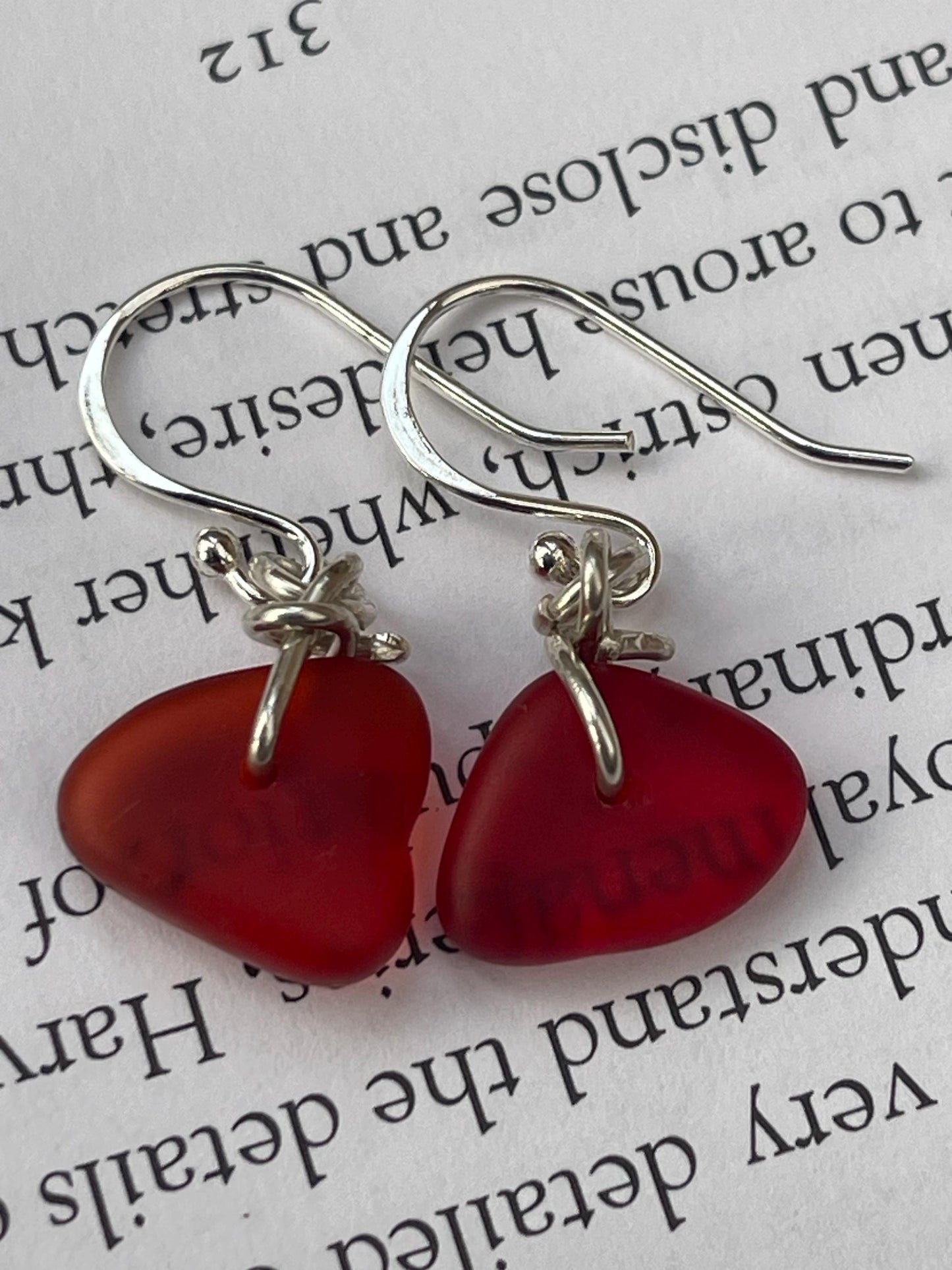 Sustainable jewellery. Eco friendly jewellery. Red sea glass earrings, ethical jewellery, handmade sea glass jewellery, ethical jewelry
