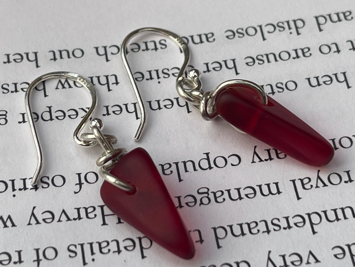 Sustainable jewellery. Eco friendly jewellery. Red sea glass earrings, ethical jewellery, handmade sea glass jewellery, ethical jewelry