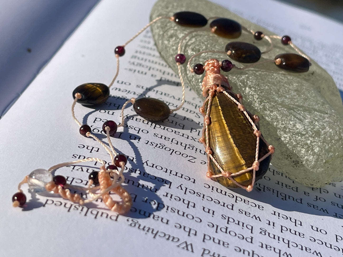 Stunning macrame tigers eye necklace, tigers eye pendant. Handmade gemstone necklace, boho jewellery. Macrame jewellery. Unique necklace.