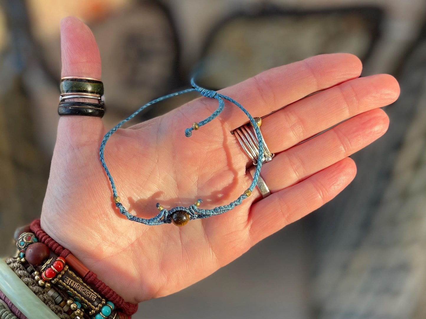 Stunning macrame wrapped tigers eye gemstone  bracelet, ethical jewellery, unusual jewellery, macrame jewellery. Macrame bracelet. Boho.
