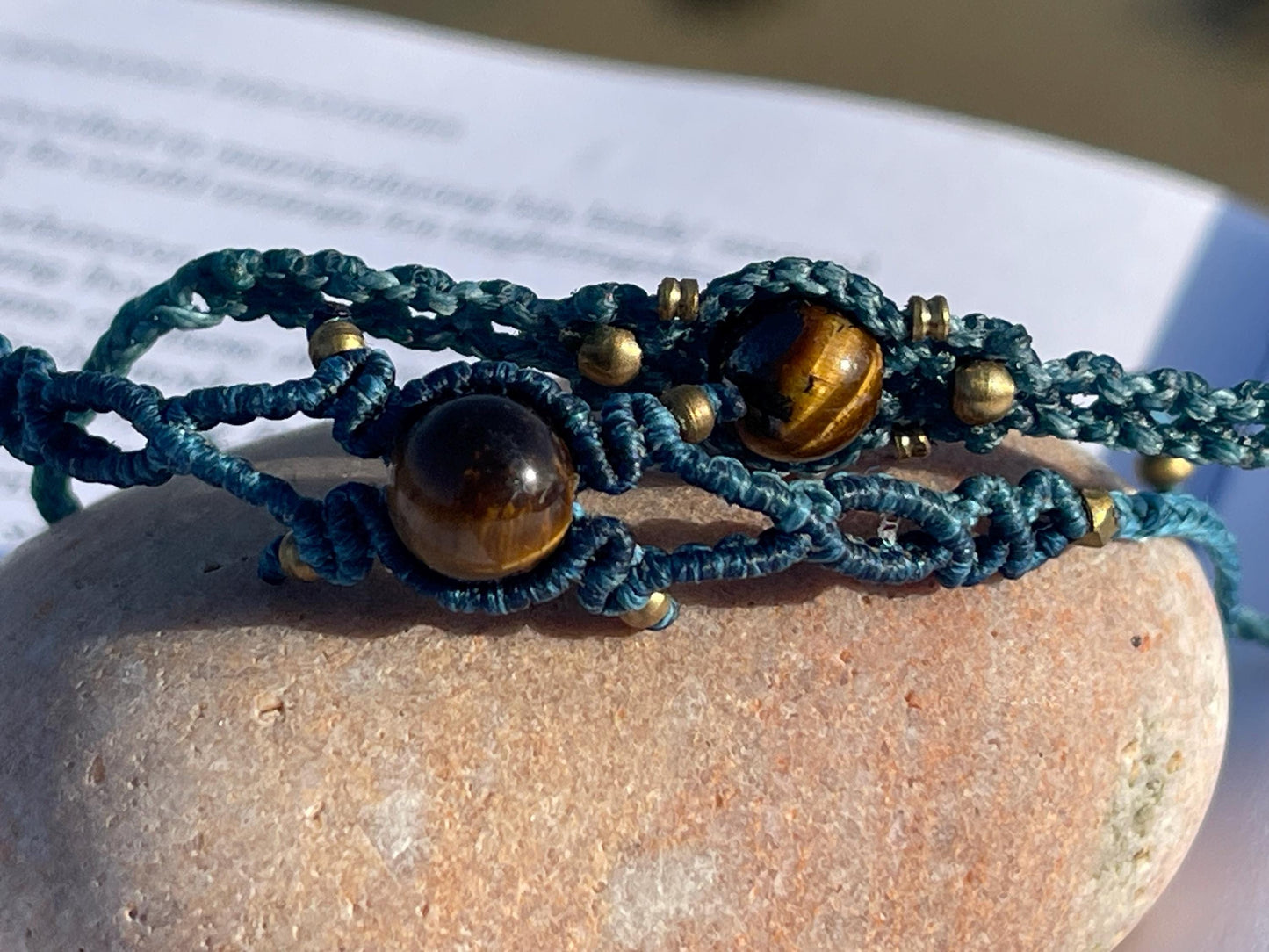 Stunning macrame wrapped tigers eye gemstone  bracelet, ethical jewellery, unusual jewellery, macrame jewellery. Macrame bracelet. Boho.