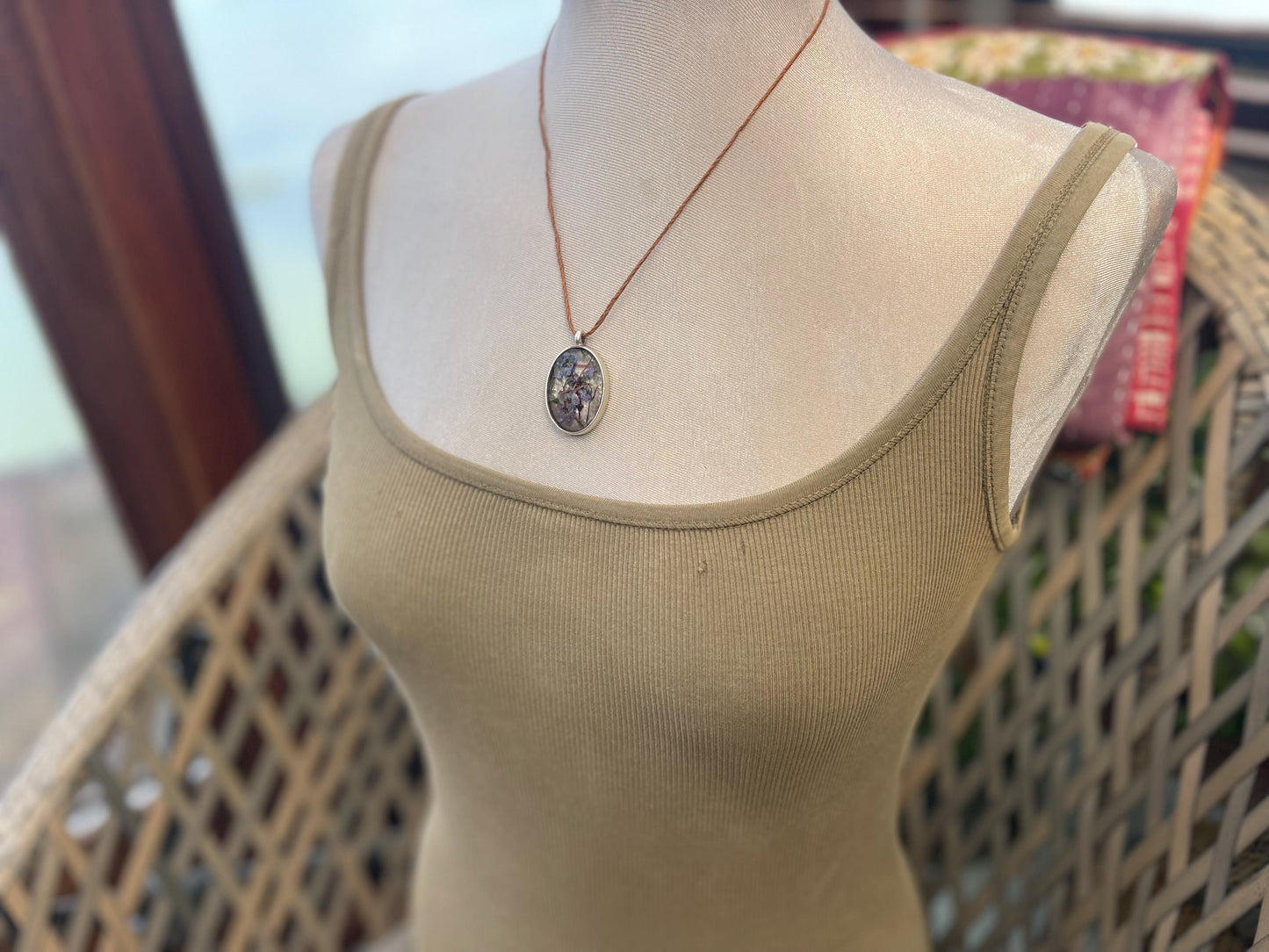 Flower necklace, ethical jewellery, forget me not necklace, handmade necklace, boho jewellery, flower pendant. Remembrance gifts.