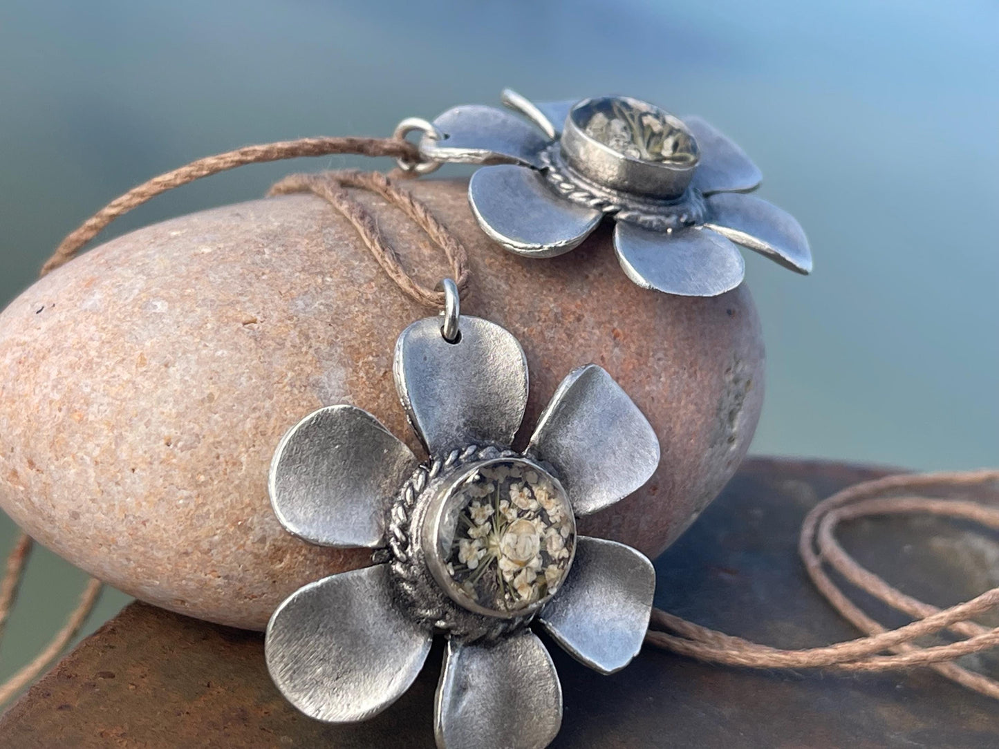 Flower necklace, ethical jewellery, carrot necklace, handmade necklace boho jewellery,  gift for her, flower pendant, gift for gardener