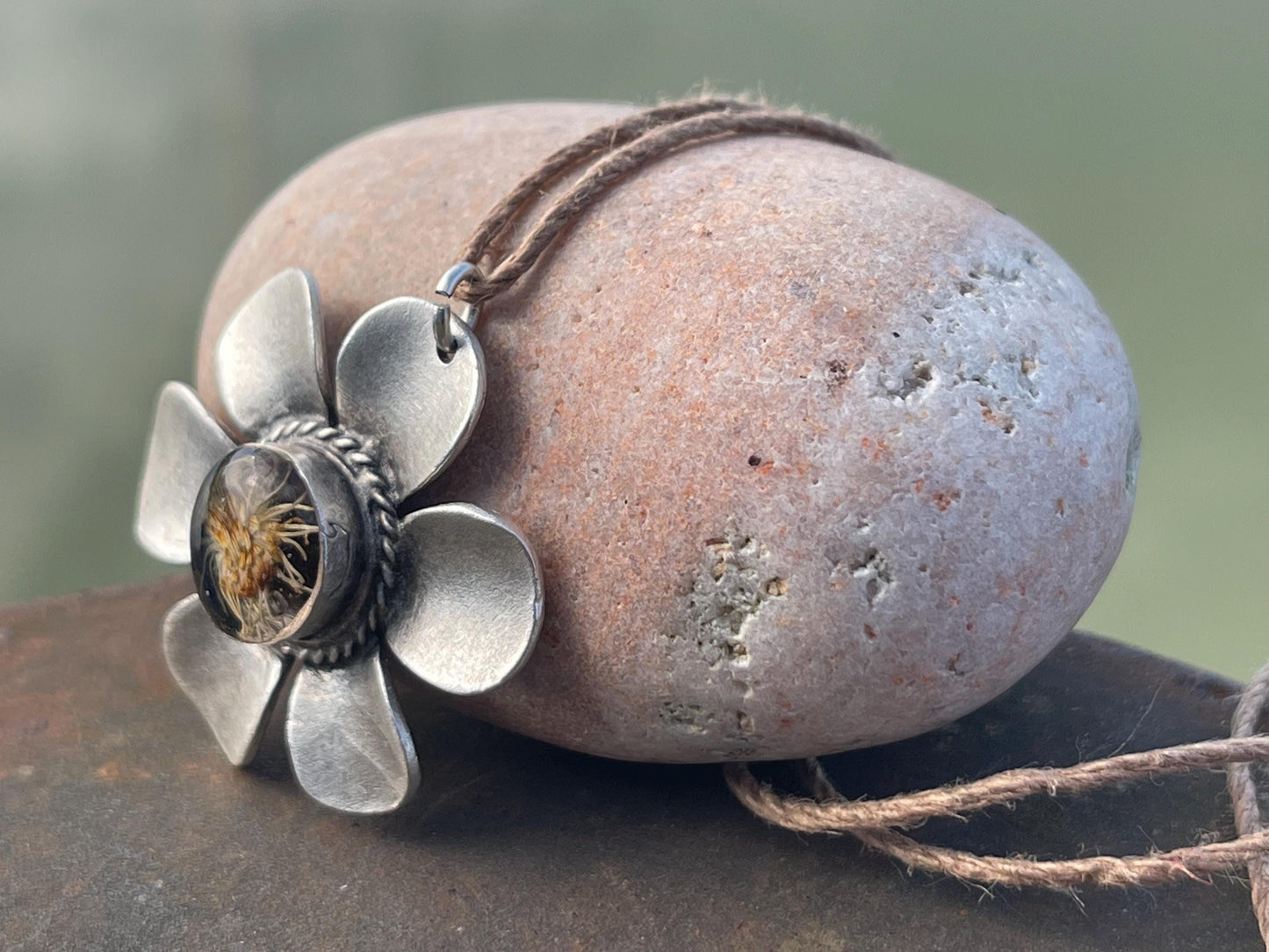Flower necklace, ethical jewellery, daisy necklace, handmade necklace boho jewellery,  gift for her, flower pendant, gift for gardener