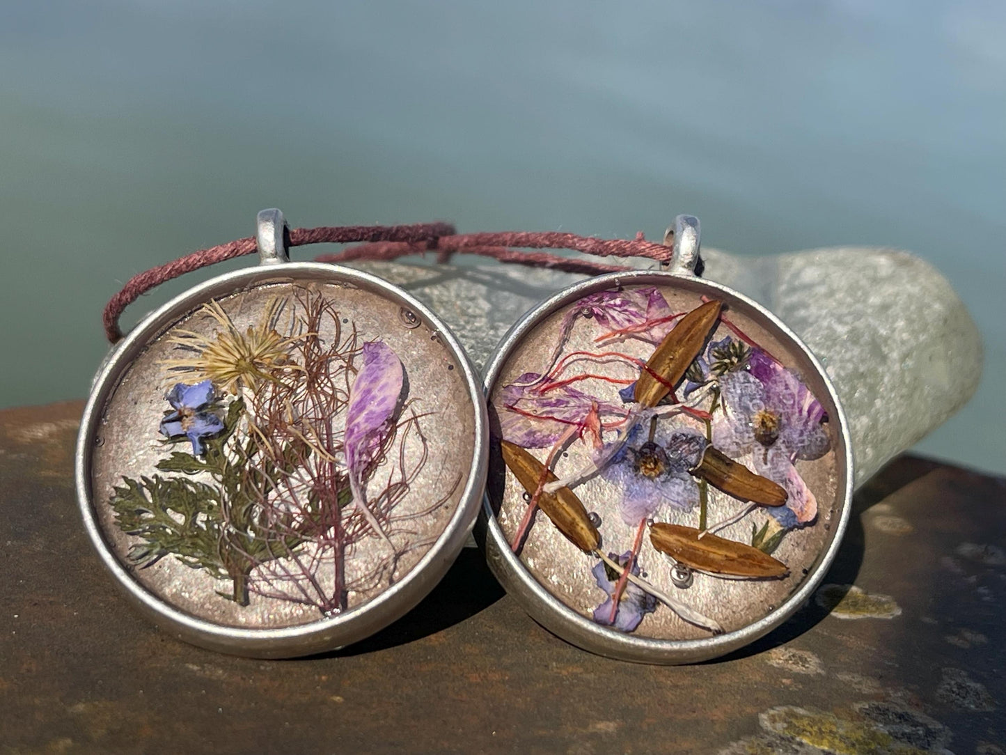 Flower necklace, ethical jewellery, forget me not necklace, handmade necklace, boho jewellery, flower pendant. Remembrance gifts.