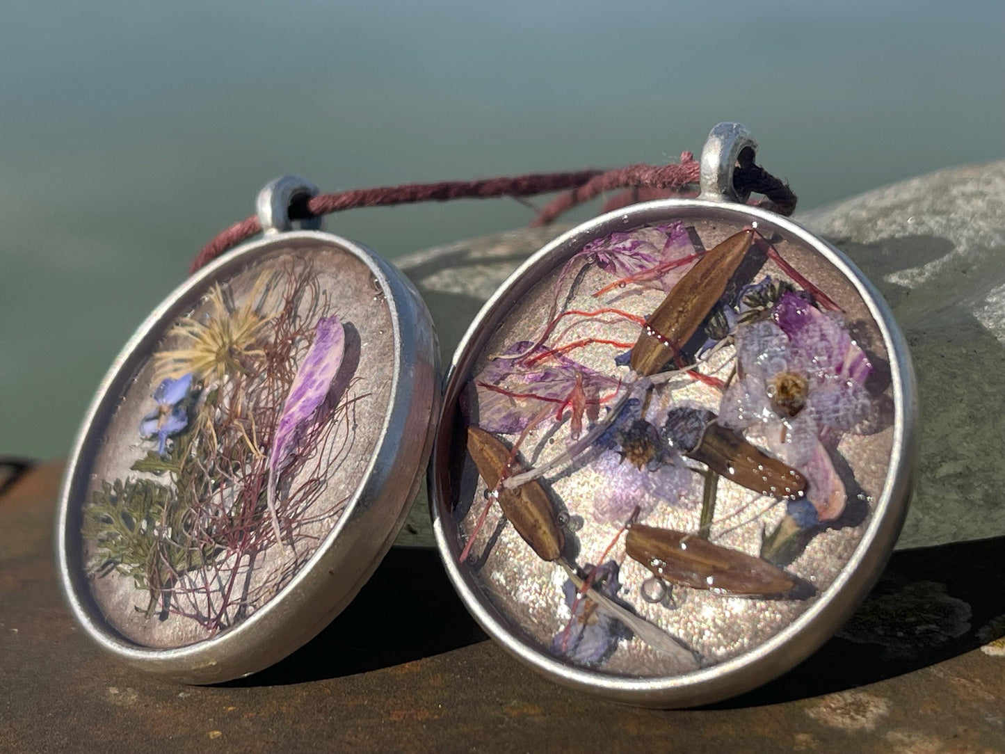 Flower necklace, ethical jewellery, forget me not necklace, handmade necklace, boho jewellery, flower pendant. Remembrance gifts.