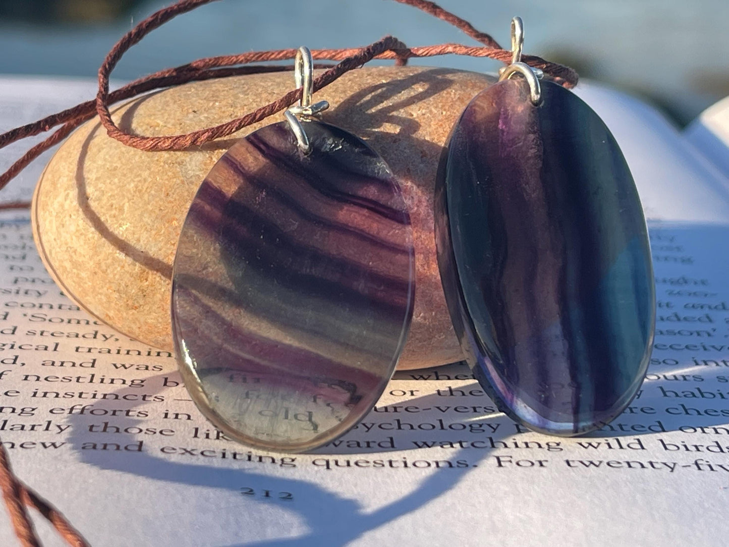 Rainbow Flourite pendant, fluorite necklace, amethyst jewellery, gift for him, boho handmade necklace, boho gift for her, ethical jewellery