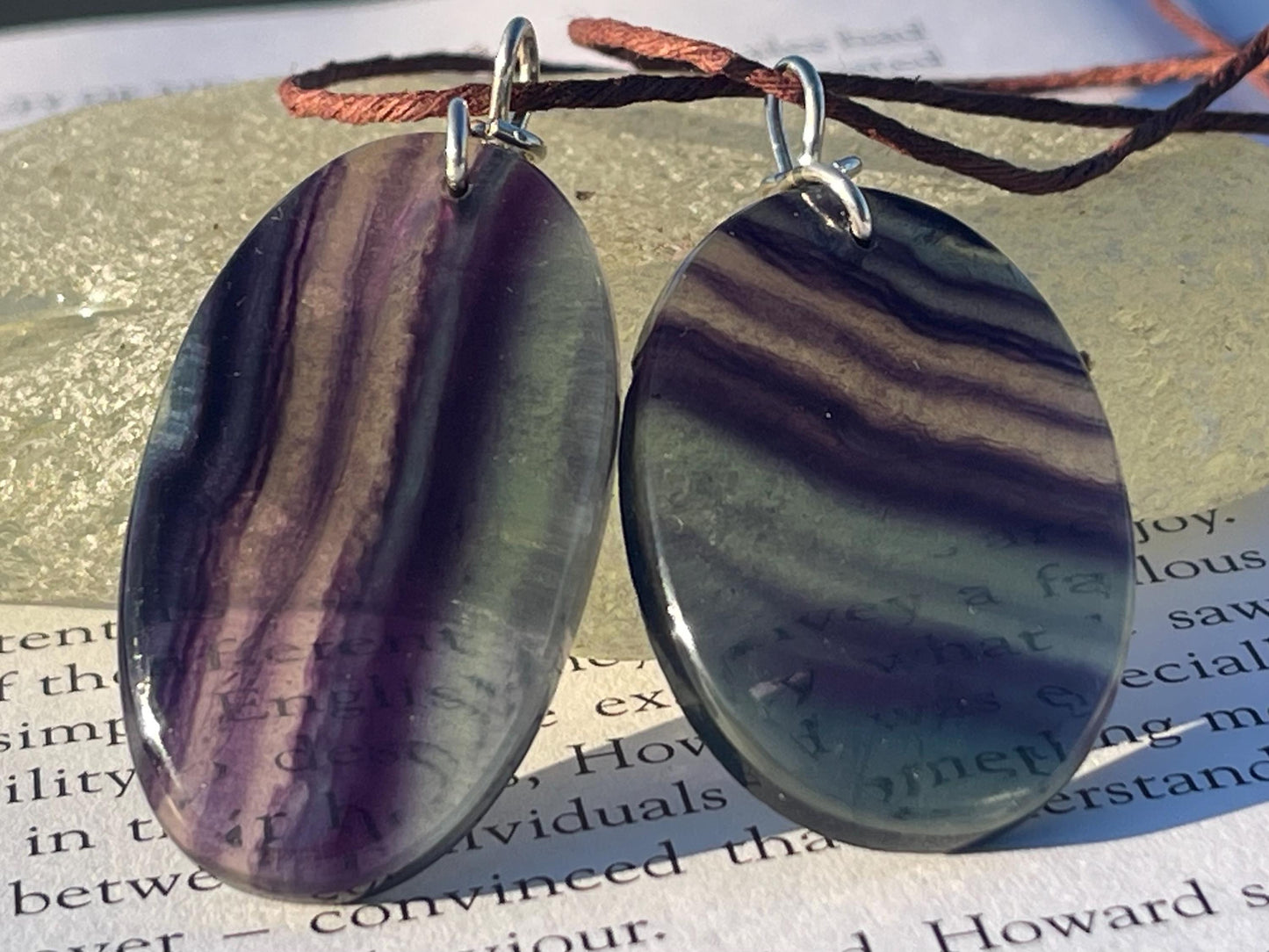 Rainbow Flourite pendant, fluorite necklace, amethyst jewellery, gift for him, boho handmade necklace, boho gift for her, ethical jewellery