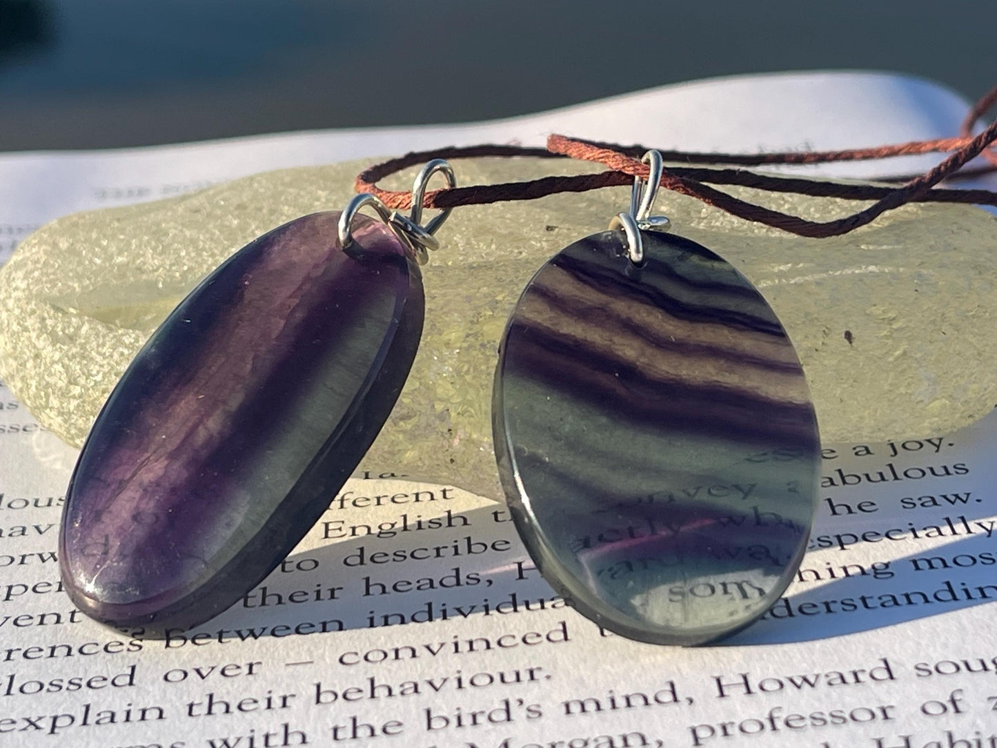 Rainbow Flourite pendant, fluorite necklace, amethyst jewellery, gift for him, boho handmade necklace, boho gift for her, ethical jewellery