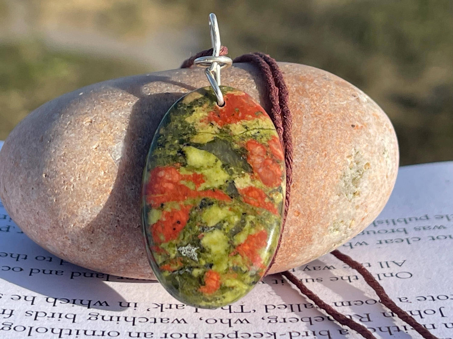 Unakite necklace, boho necklace, ethical jewellery, gift for him, handmade necklace for a man, gemstone gift for her, unique necklace.